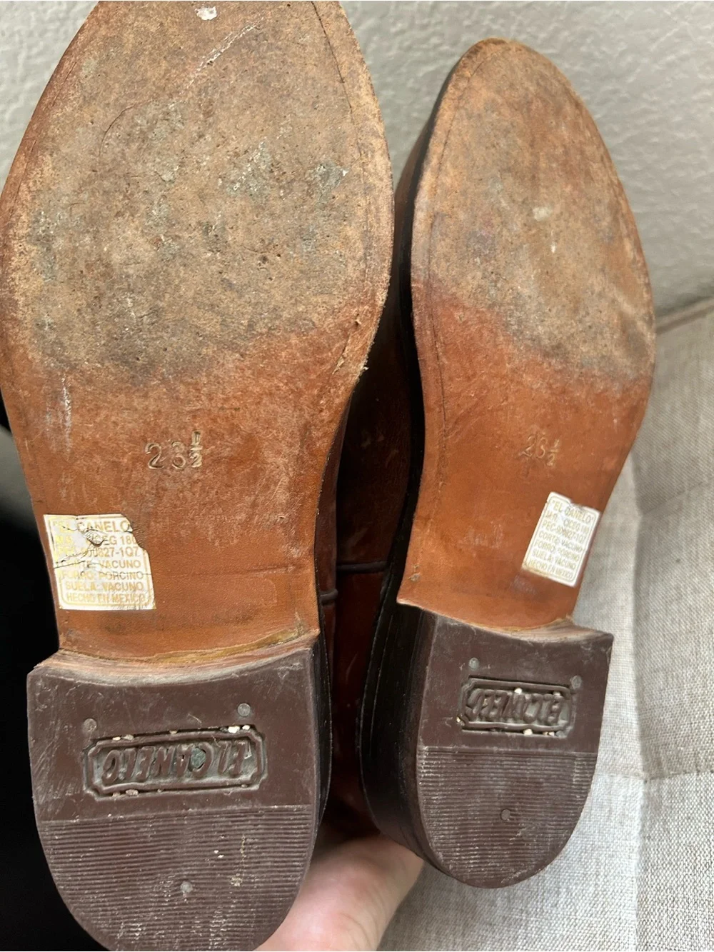 EL CANELO Brown Kids Leather Pull-On Boots SIZE 23 1/2